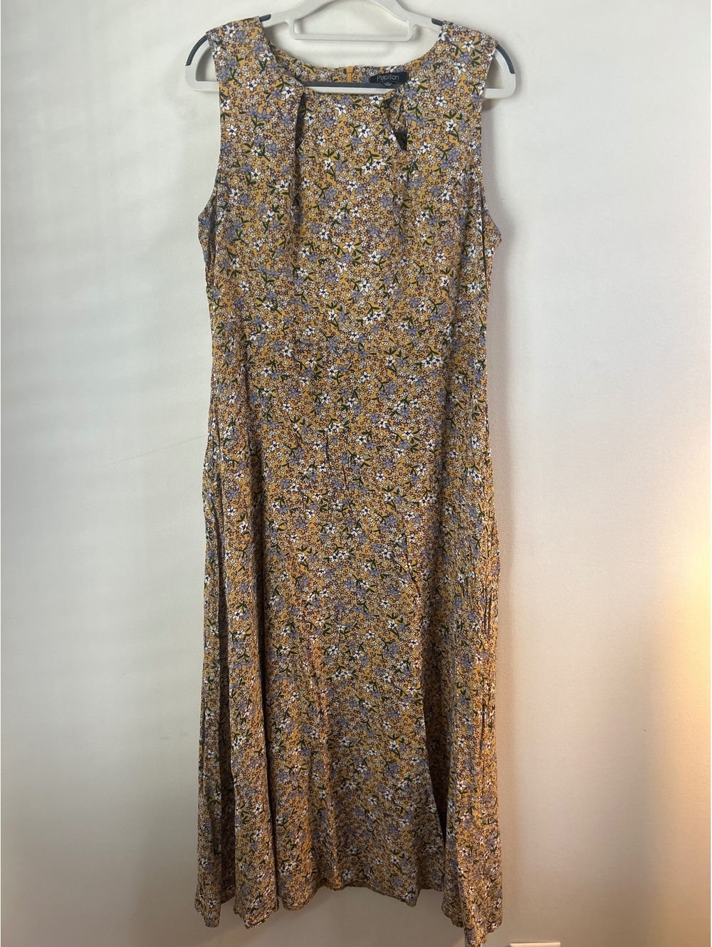 Papillon XL Sleeveless Yellow Floral Cottage Core Midi Dress